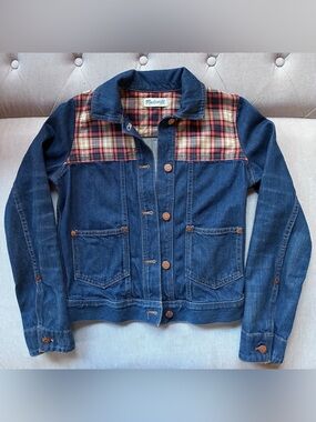 Madewell 70s Style Trucker Plaid Denim Jacket XS